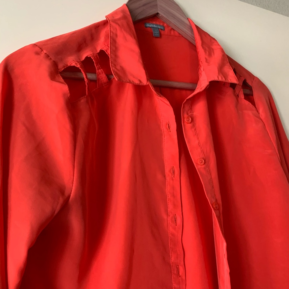 Small coral button up short